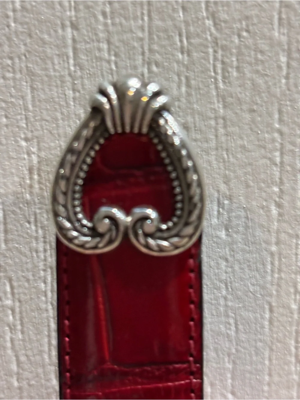 Reversible Brighton Red or Black Leather Belt with Silver  Accents - Picture 5 of 11